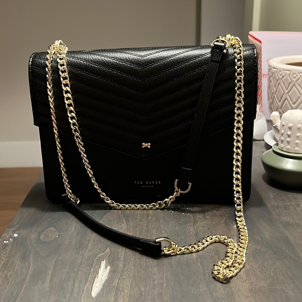 TED BAKER LONDON BLACK Bow Envelope Leather Shoulder